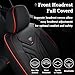 Coverado Seat Covers, Car Seat Covers Full Set, Leather Seat Covers for Cars, Automotive Seat Covers Car Seat Protector Car Accessories Fit for Most Sedans SUV Pick-up Truck(Black&Red)