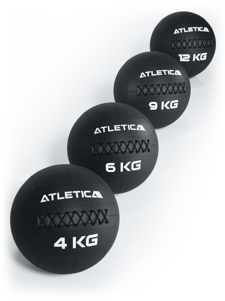 Atletica Wall Ball in ecopelle resistente | per lancio e per rafforzare i muscoli del tronco e profondi | 4, 6, 9 o 12 kg | Ø 35 cm dimensione 9 kg