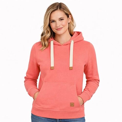 Blu Apparel Ladies Overhead Hoodies Extra Warm Women's OH Hoody Warm Fleece Lined Sweatshirt Activewear Jumper for Women (UK, Numeric, 18, Regular, Regular, Coral)