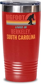 Bigfoot, Bigfoot Lives In Berkeley South Carolina Coffee Tumbler 20oz, red