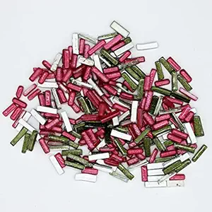 Sweven Art Mosaic Tiles, 5x20mm Thin Pipes, 5mm Thick, Glitter Olive Green & Pink (Pack of 200Gms)