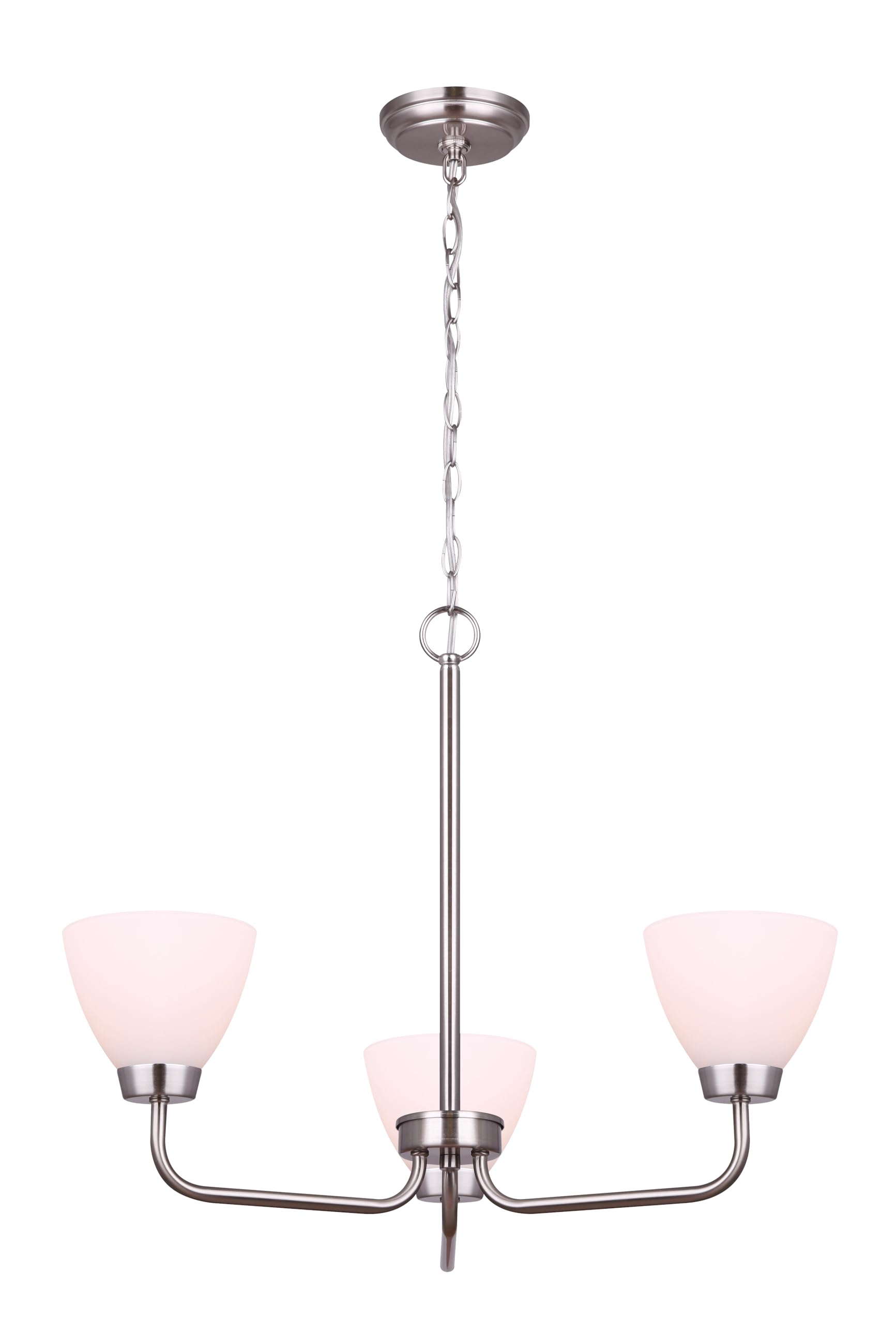Canarm NOAH 3-Light Chain Chandelier with Flat Opal Glass Elegant Modern Lighting Fixture for Dining Room Living Room