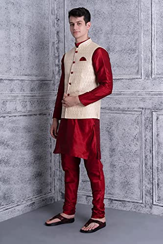 Image of Uri and MacKenzie Men's Silk Blend Kurta Pajama with Designer Ethnic Nehru Jacket /Modi Jacket