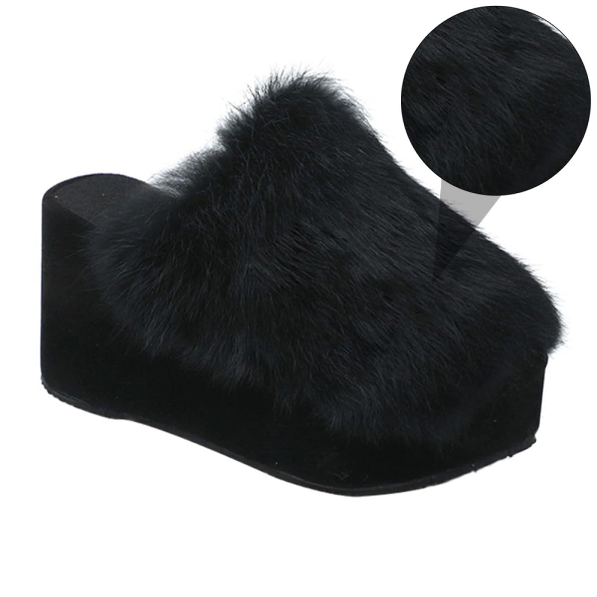 PACKOVE Pantuflas de Peluche para Mujer Suela Gruesa Negra 36