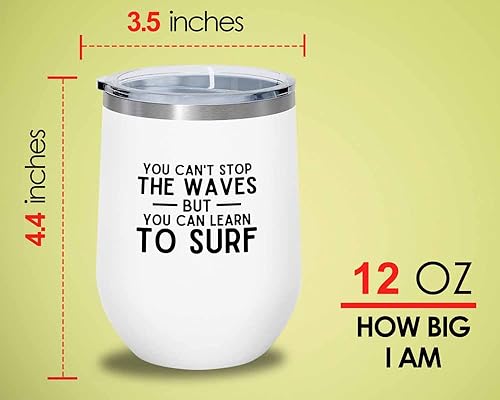 Miniatura 4 de Surfing White Edition - Vaso de vino de 12 onzas, puedes aprender a surfear. Regalos para entusiastas del surf, deportes acuáticos, tabla de surf,