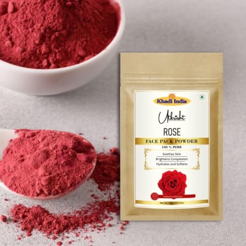 Image of Khadi Rose Face Pack Powder 100g | For Dullness, Fine lines & Wrinkles | Smooth, Glowing & Brightening | Pure, Natural & Ayurvedic | Removes Durt & Impurities | Face Pack for Men & Women