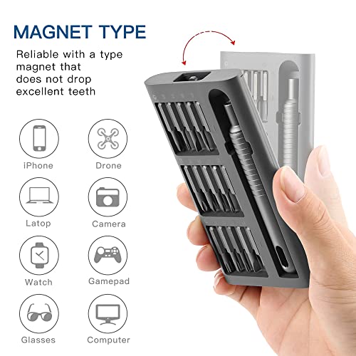 Lifegoo 31 In 1 Precision Screwdriver Set, Magnetic Mini Screwdriver Kit Magnetic Repair Tool Kit With 30Pcs S2 Steel Bits Screwdriver For Phone Watch Camera Computer Laptop Switch Game Consoles #TOP4