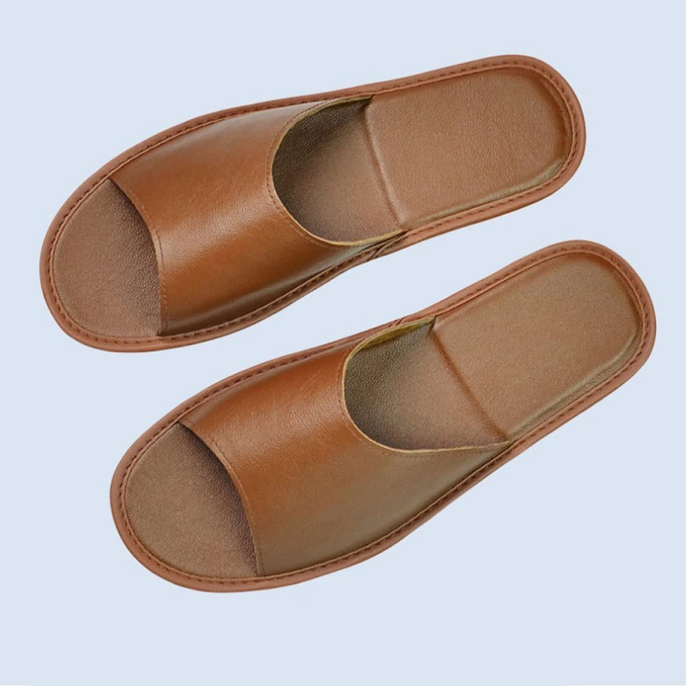 Home Slippers Summer Spring Autumn Cowhide Leather Wooden Floor Slippers Rug Slippers for Men Women Color D Size