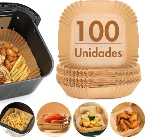Kit com 100 Formas De Papel Para Air Fryer Descartável Antiaderente