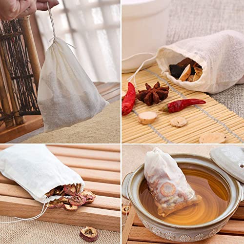 Tea Filter Bags, 300 Pieces Disposable Strong Penetration Safe Drawstring Natural Unbleached Wood pulp Paper Tea Bags for Loose Leaf Herbs Teas and Coffee(Round) - Thumbnail 6