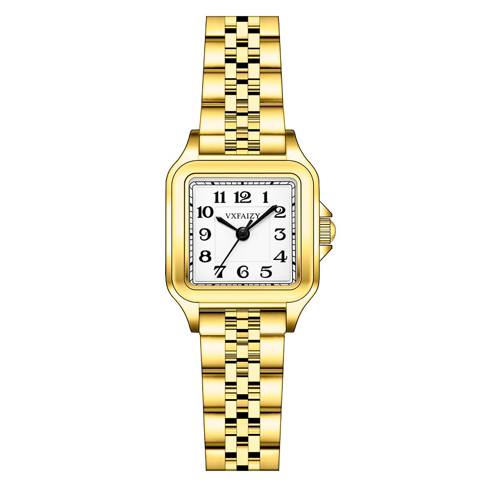 VXFAIZY Reloj Cuadrado Delicado para Mujer con NÚMeros ArÁBigos FÁCiles De Leer, Relojes De Vestir para Mujer