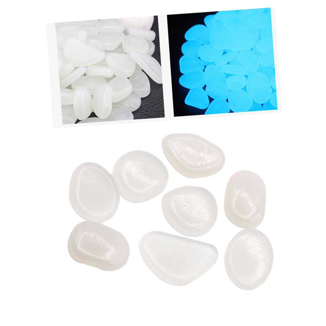 Sosoport Luminous Stones for Aquarium 100pcs Pebble Stones Glow in The Dark Resin Fish Tank Decorative