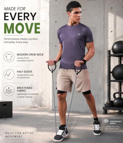 Image of CHKOKKO Gym T Shirts for Men Workout Activewear Solid Quick Dry Sports Tshirt for man Breathable Lightweight Half Sleeve Regular Fit Round Neck Running Boys T Shirt