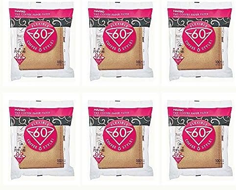 6 X Hario 02 100-Count Coffee Natural Paper Filters, 6-Pack Value Set (Total of 600 Sheets)