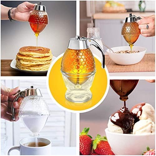 Aryamurti Transparent Acrylic Honey Syrup Dispenser with Stand, Pack of 1 3