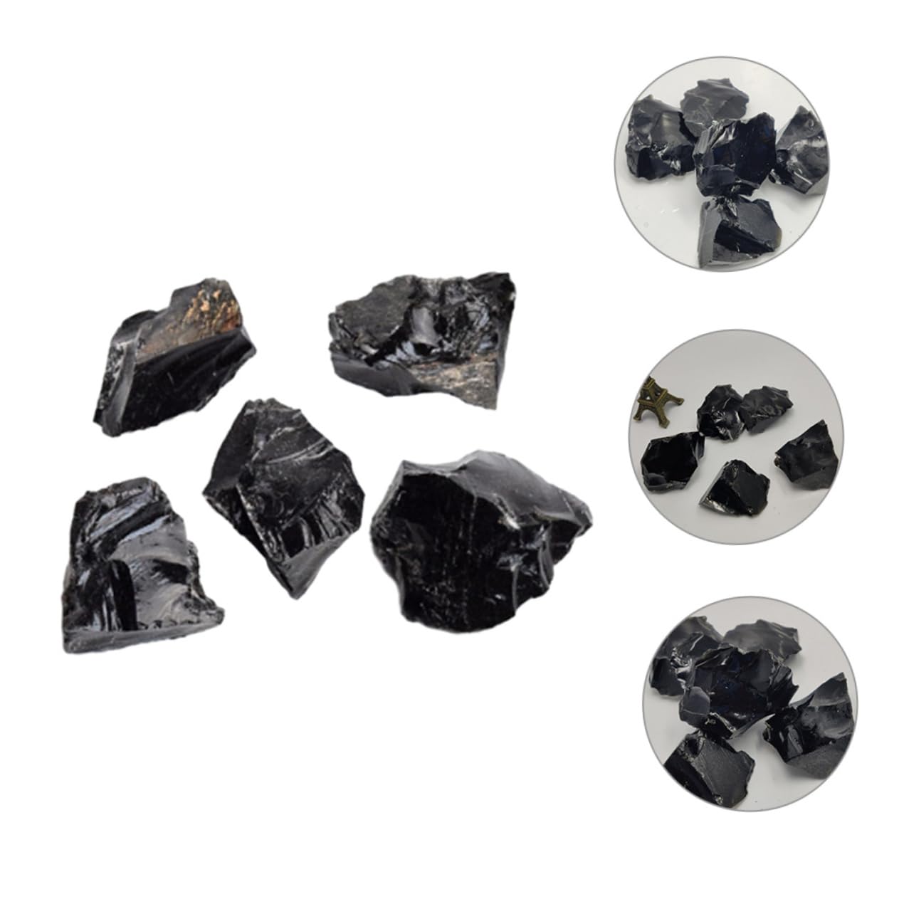 VALICLUD 5 Sätze Obsidian Duftstein Obsidiansteine Obsidian-steindekore Kleine Steindekore Natürlicher Obsidianstein Natürliche Kristalle Natürlicher Kristall Schwarz 5 Stücke * 5