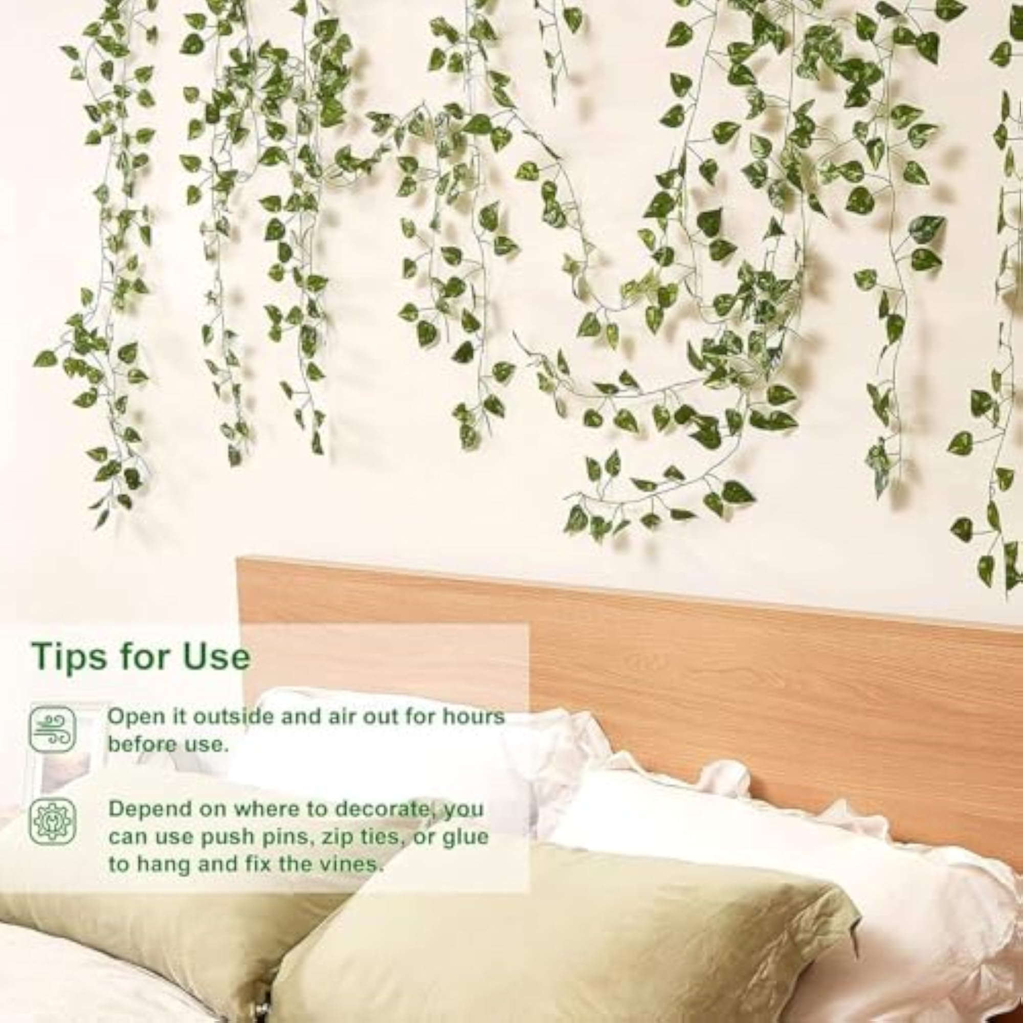 PartySanta Artificial Money Plant & String Lights, 2+2 Pieces