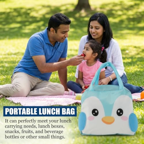 Image of Zibuyu Blue Penguin Lunch Bag, 4L Thermal Leakproof Tiffin Pouch for School