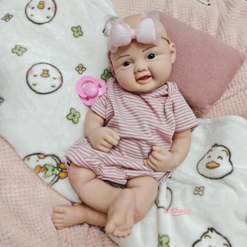 40 cm große Reborn-Babypuppe aus Silikon – lebensechtes Neugeborenes mit offenem Mund und anatomisch korrekter, handgefertigter und bemalter Reborn-Puppe für ältere Menschen