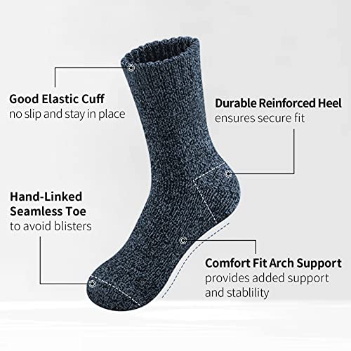 SIMIYA 5 Pairs Wool Socks Mens, Thick Warm Winter Soft Hiking & Casual Crew Socks4