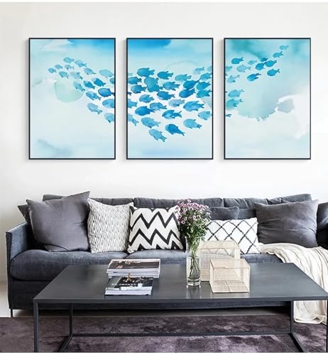 Art mural enfantin aux poissons bleus pour éveiller l'imagination et la créativité