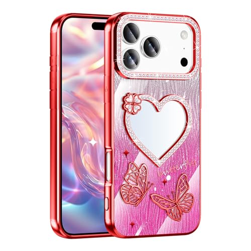 Coque iPhone 17 rouge miroir papillon une idée cadeau idéale pour fille et femme