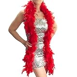 羽 マラボー ステージ衣装 羽根 フェザー マラボー 細め 50グラム(レッド)