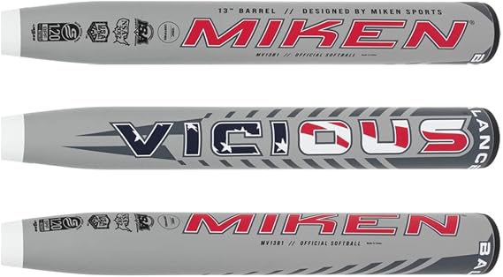 Miken Vicious 13 Balanced Dual Stamp Slow Pitch Softball Bat: MV13B1