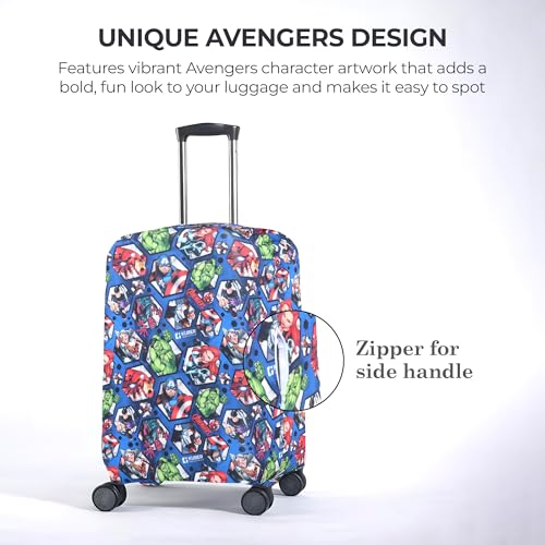 Image of Heart Home 26-30 Inch Polyester Large Size Suitcase Cover | Dustproof and Machine Washable Luggage /Trolley Bag Cover Protector | Avengers Print - Blue