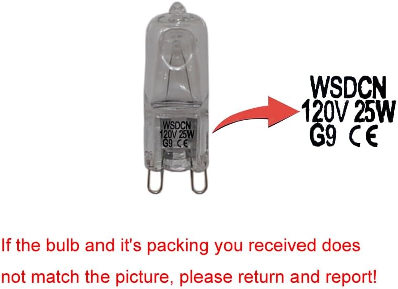 2 Pack, Fulfilled by Amazon, WSDCN G9 120 Volt 25W Halogen Oven Lamp 350°C Oven Light Bulb, Compatible Bulb for Microwave Kitchenaid W10208564 Baseless Lamp