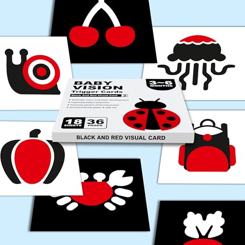 Image of Lefan New Born Baby Essentials High Contrast Black and White Vision Flash Cards 18 Cards 36 Pages Ideal Toys for 6 to 12 Months for 0 to 18 Month Babies Books (Baby Vision Cards 3-6)