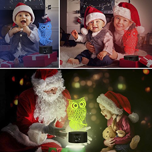 Owl 3D Illusion Lamp, Elstey 7 Color Changing Touch Table Desk Led Night Light Great Kids Gifts Home Decoration #TOP6