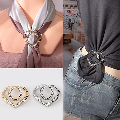 Image of 2 Pcs Scarf Ring Clips for Women Metal Shirt Tightener Cinch Buckle for Silk Scarf Shawl Blouse Sweater T Shirt Clothing Accessories