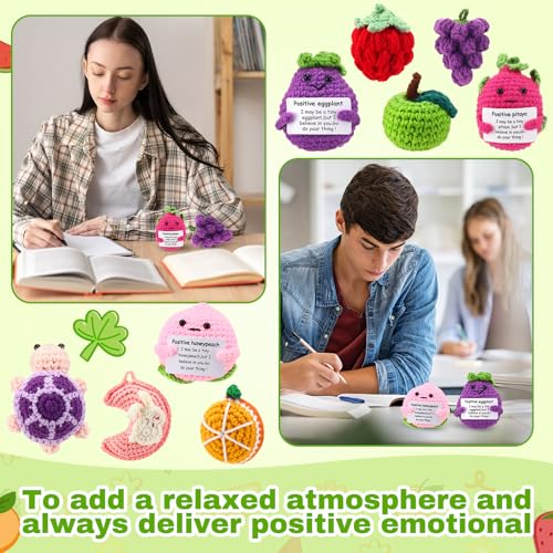 Set de 18 muñecos emocionales tejidos de frutas y animales miniatura 4