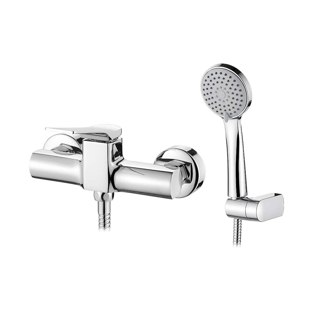 Ibergrif M12004 Single Lever Shower Mixer Tap Set with Handset, Chrome, Silver