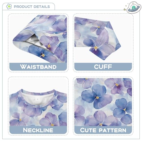 JUNZAN Spring Blue Flowers Island Violet Kids Girls Sweatshirts Hoodies Long Sleeve Outerwear for Kids Sports 4T3