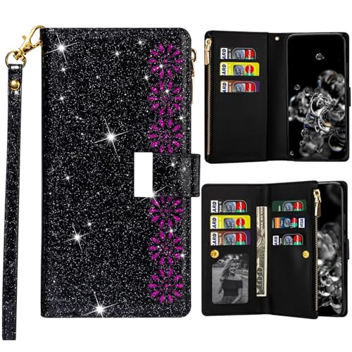 Étui portefeuille pour Samsung Galaxy Z Fold 4 5G avec fermeture éclair noir
