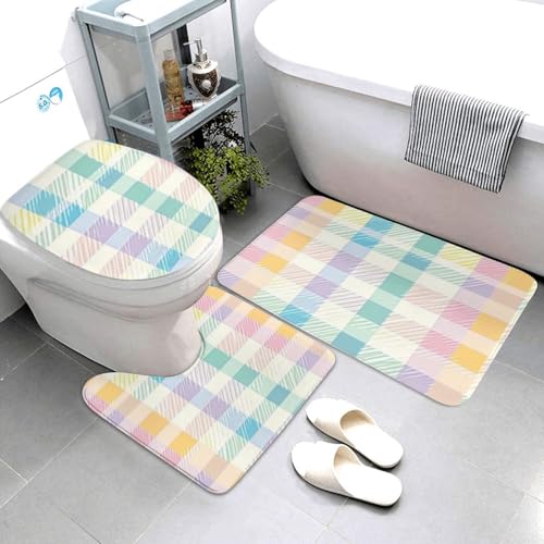 Alfombrilla de baño lavable a máquina con juego de alfombras de contorno y funda de inodoro 4