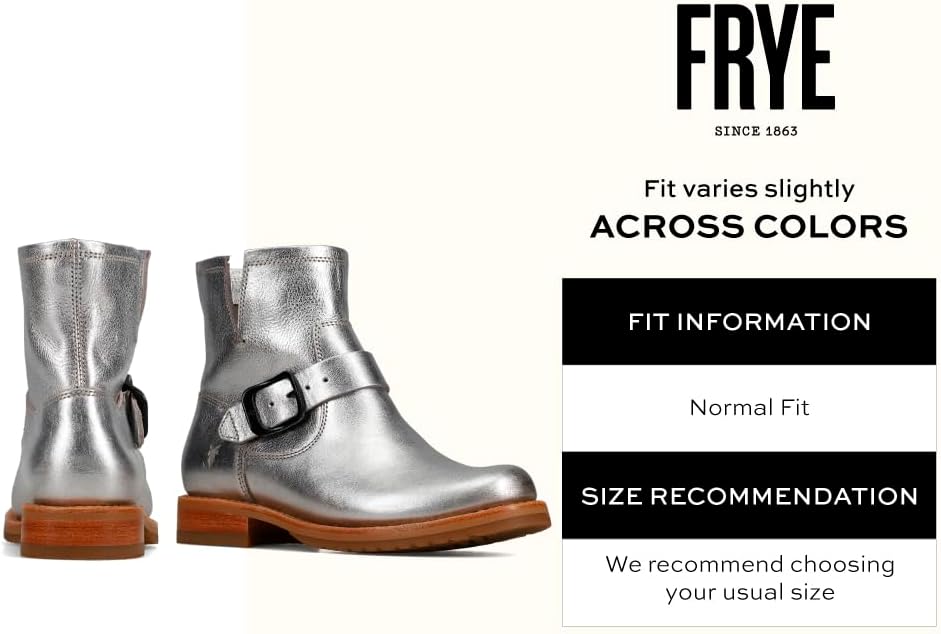 Frye 5 ¾” Veronica Booties for Women - Full-Grain Brush-Off Leather with Antique Metal Hardware and Rubber Outsole, Genuine Stitch Welt Construction
