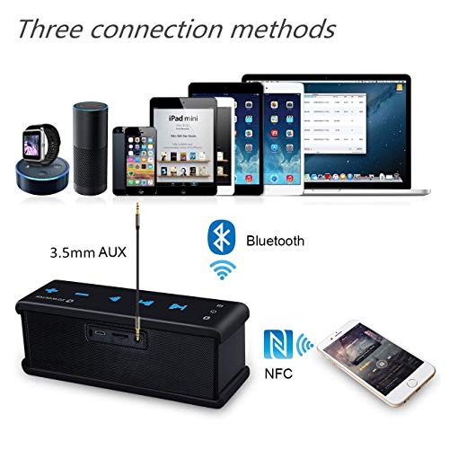 Zoweetek Bluetooth Speaker with AUX Input for Echo Dot, Dual Drivers Stereo NFC Portable Wireless Speakers with Bass - Thumbnail 5