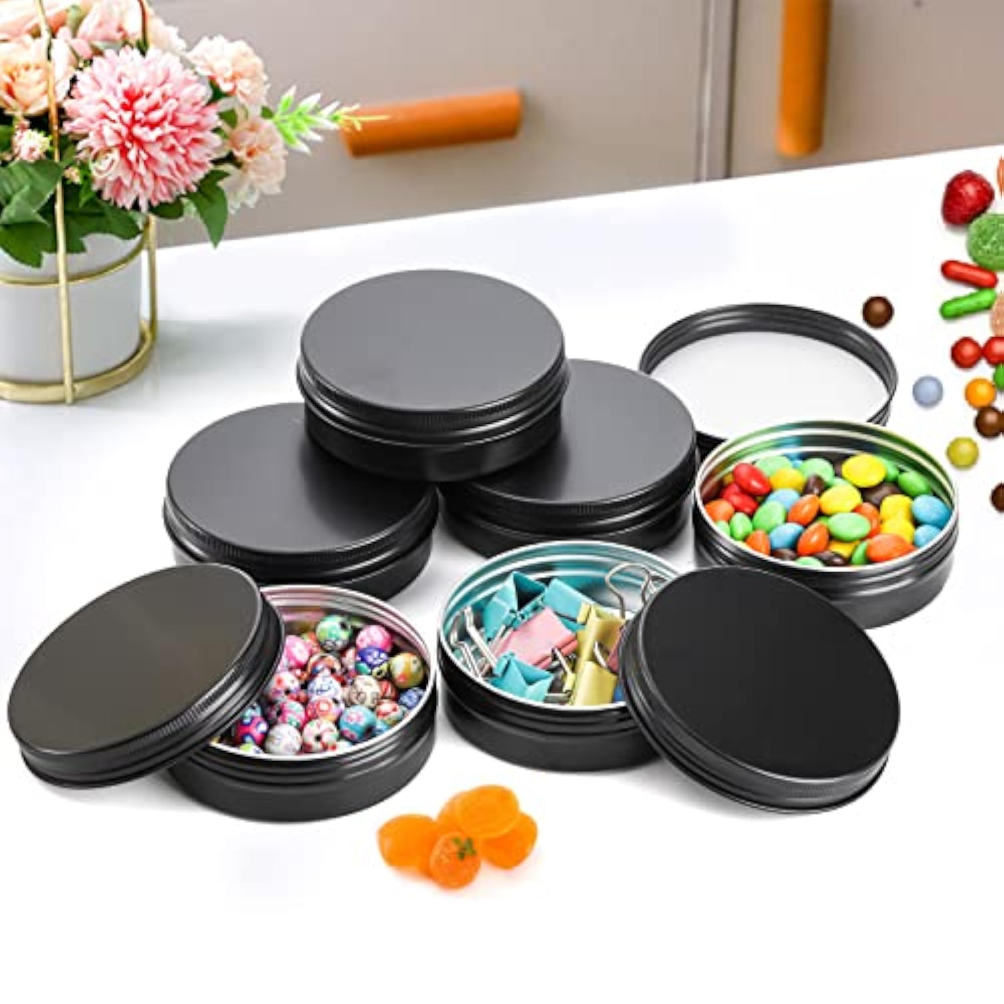 2 Oz Aluminum Round Lip Balm Tin Cans, Pack of 14