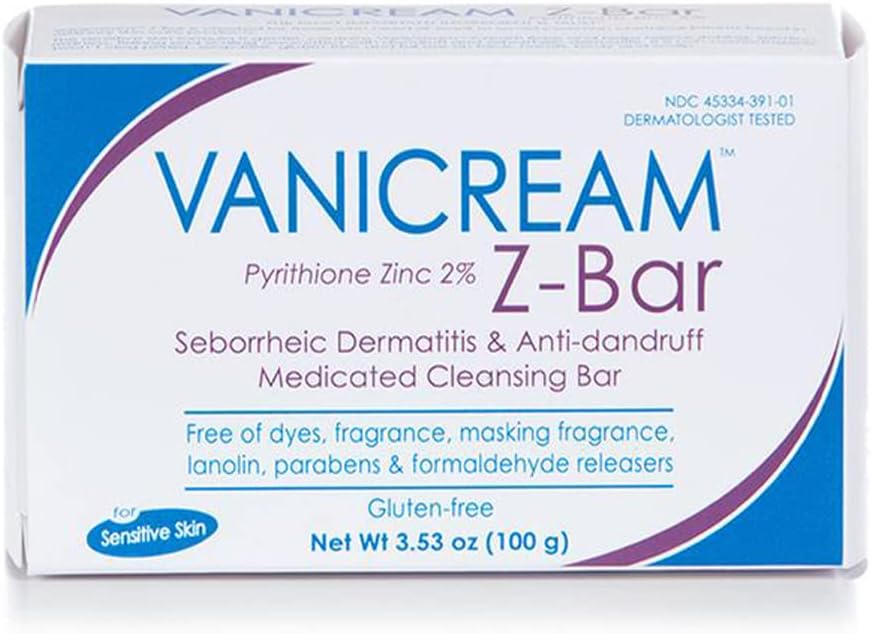 VanicreamZ-Bar - 3.53 oz - Medicated Cleansing Bar with Maximum OTC Strength for Sensitive Skin - Helps Relieve Itching, Redness and Flaking Associated with Dandruff