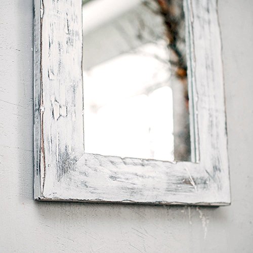 White Framed Mirror - Solid Wood Elegant Decorative Mirror - Scandinavian Entryway Décor - Contemporary Country Mirrors (Size 3-11.8X19.7X0.8) #TOP3