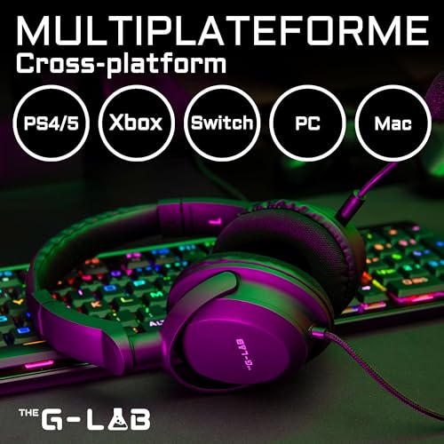 The G-Lab Korp Carbon Gaming Headset - Microfono Gamer Headset con Bassi Rinforzati, Microfono Staccabile, Confortevole e Leggero - Compatibile con Xbox One PC PS5 Switch Smartphone (nero) - - Cuffia gaming - Immagine 4