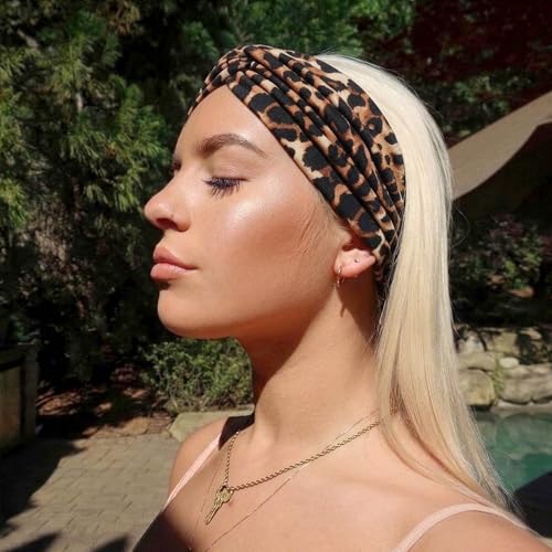 Image of DRESHOW 4 Pack Turban Headbands for Women Wide Vintage Head Wraps Knotted Cute Hair Band Accessories