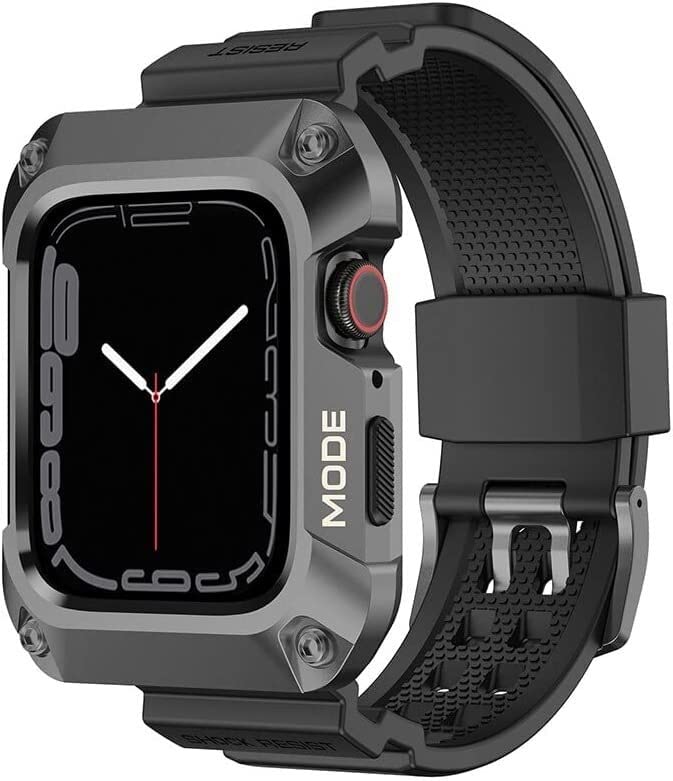 Kit de modification iWatch Series 7 6 5 4 SE cadre métal et bracelet silicone 44 45 mm