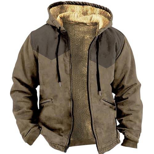 Manteau à capuche homme doublé polaire veste chaude d'hiver en coton Sherpa zippée taille M
