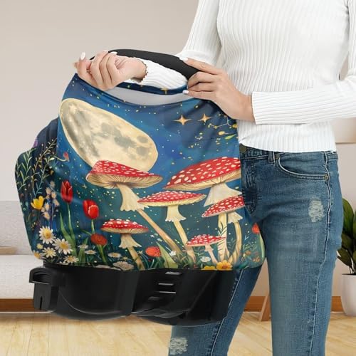 Image of Youngerbaby Mushroom Nursing Cover Breastfeeding Super Soft Multi Use for Baby Car Seat Covers Canopy Shopping Cart Cover Scarf Light Blanket Stroller Cover Baby Girl Necessities