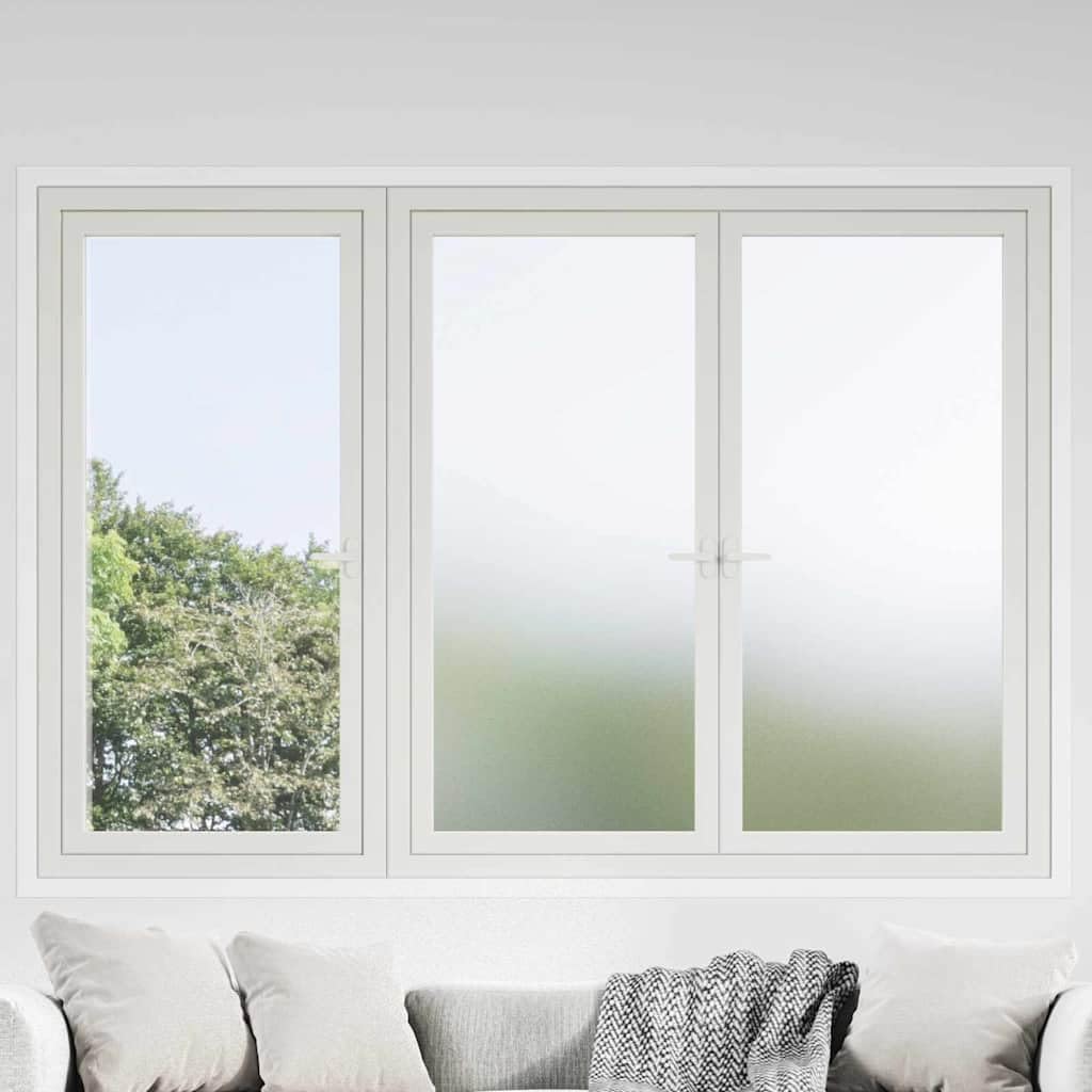 Film autocollant pour fenêtre, blanc givré, 90 x 1000 cm, en PVC, teinté pour salle de bain, chambre à coucher, bureau, isolation UV, anti-éblouissement, opaque, mat, pour intérieur