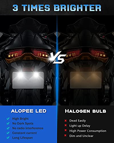 Image of Alopee 2-Pack White LED License Plate Light Assembly, Screw Bolt Design, Aluminum Waterproof Housing, 2835 Chips, DC 10-15V, for Car and Motorcycle
